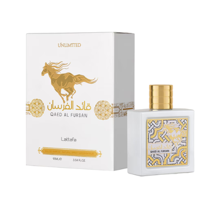 Qaed al Fursan Unlimited flacon et coffret 100ml — parfum de niche floral gourmand Le Substrat Martinique