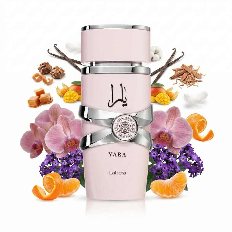 Yara Rose par Lattafa - Flacon eau de parfum avec notes d orchidée, tangerine et vanille